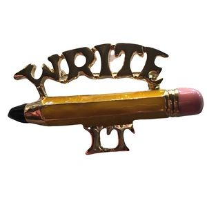 Teachers art kit clip pin brooch holiday gift write it English eraser pencil